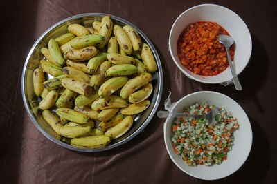 Bananas and sambal are common for dishes at weddings in indonesia