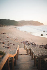 High angle view of staircase at beach