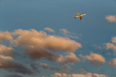 Low angle view of airplane flying in sky