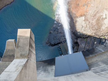 High angle view of katse dam hydroelectric power plant in lesotho, africa