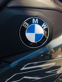 Close-up of reflection of car on mirror