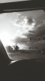 View of sky seen through airplane window