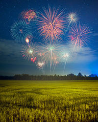 Scenic view of field against sky at night