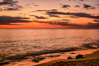 Scenic view of sea during sunset