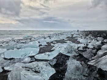 Scenic view of sea against dramatic sky