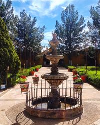 View of fountain in park