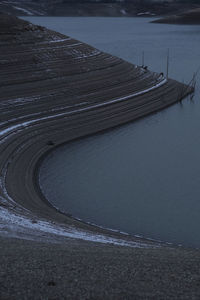 High angle view of road at beach