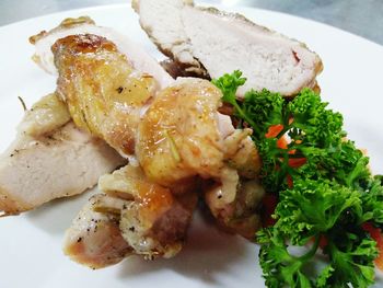 Close-up of meal served in plate