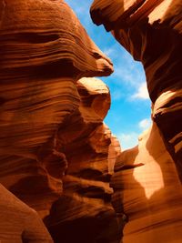 Low angle view of rock formation