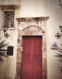 Closed door of building