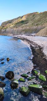 Scenic view of sea against clear sky