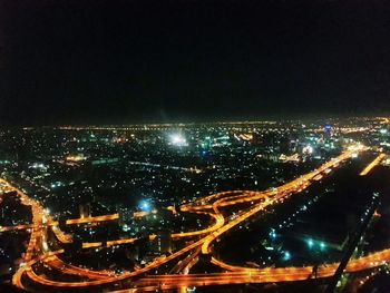 Aerial view of illuminated cityscape