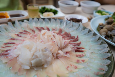 Close-up of chopped vegetables in bowl on table