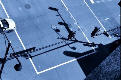 High angle view of vehicles on road