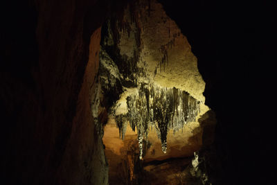 Low angle view of rock formation in cave