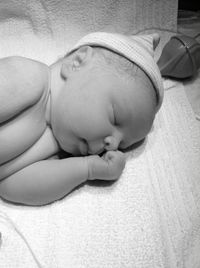 Close-up of cute sleeping newborn baby