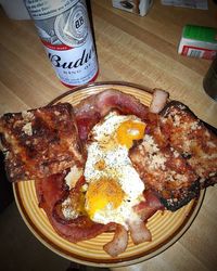 Close-up of breakfast on table