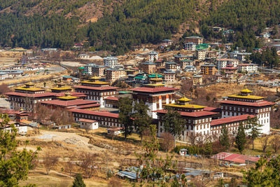 High angle view of townscape