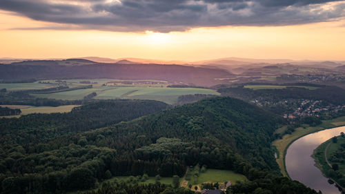 Scenic view of landscape against sky during sunset