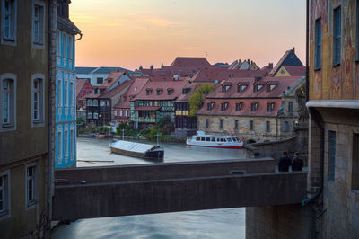 View of canal in city