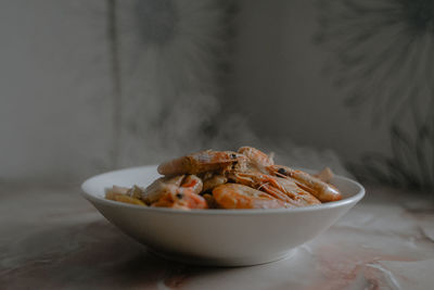 Seafood platter, red prawns in a cup, homemade food