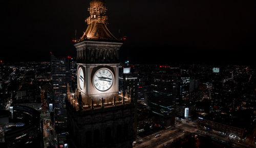 Aerial night view of the palace of culture and science