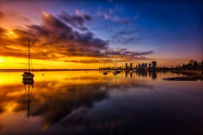 Scenic view of sea against sky during sunset