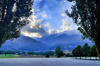 Scenic view of mountains against sky