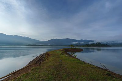 Scenic view of lake against sky