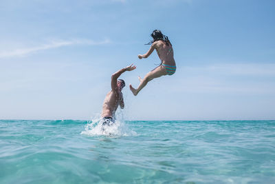 Friends having fun in the water