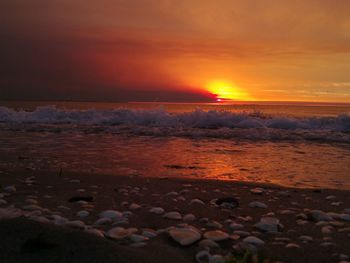 Scenic view of sea during sunset