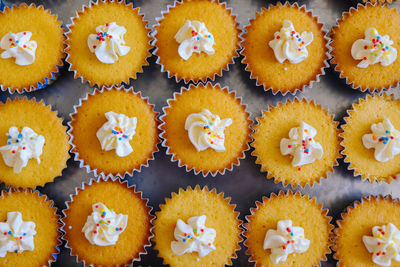 High angle view of cupcakes