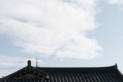 Low angle view of roof against sky