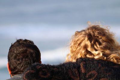 Close-up of dog against sky