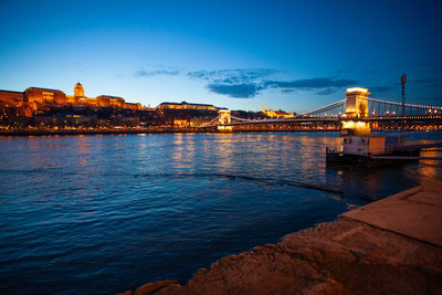 View of bridge over river in city