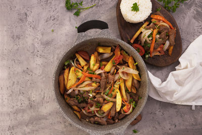 Peruvian dish known by the name of lomo saltado.