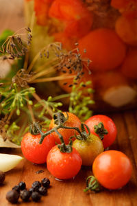 Close-up of tomatoes on table