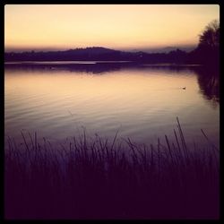 Scenic view of lake at sunset