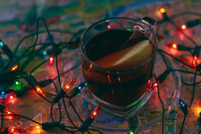 Close-up of illuminated christmas lights