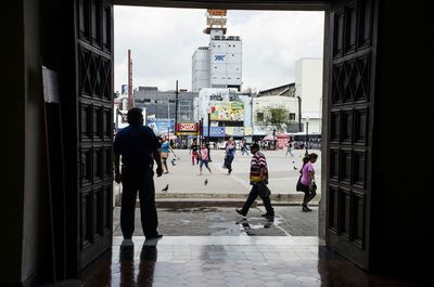 People walking in city