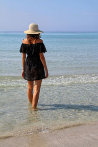 Rear view of man standing on beach