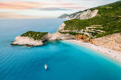 Aerial view of porto katsiki beach