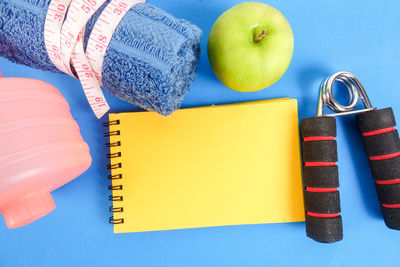 High angle view of fruits on table