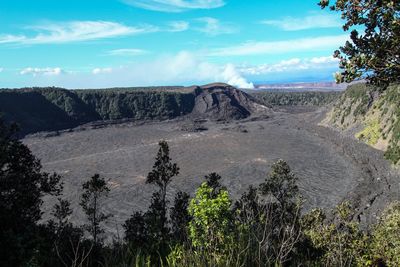 Scenic view of landscape against cloudy sky