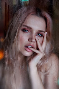 Close-up portrait of a woman