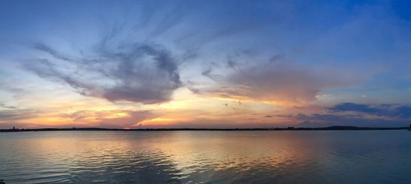 Scenic view of sea at sunset