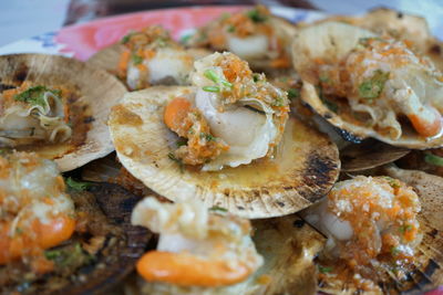 Close-up of served food in plate