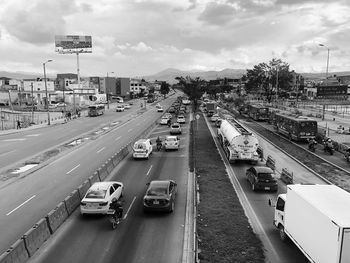 High angle view of traffic on road