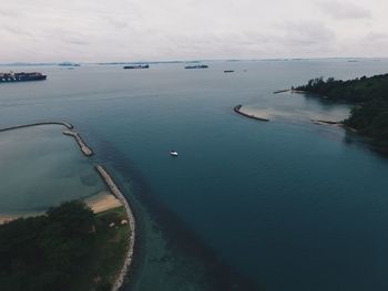 High angle view of beach against sky