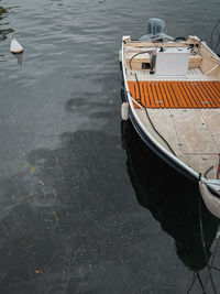 High angle view of sailboat in lake